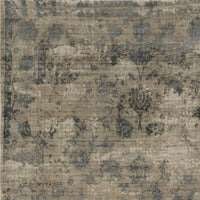 8inchesx10inches Sand Blue Hand Loomed Traditional Floral Indoor Area