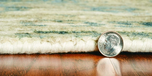 8inchesx10inches Sand Blue Hand Loomed Traditional Floral Indoor Area