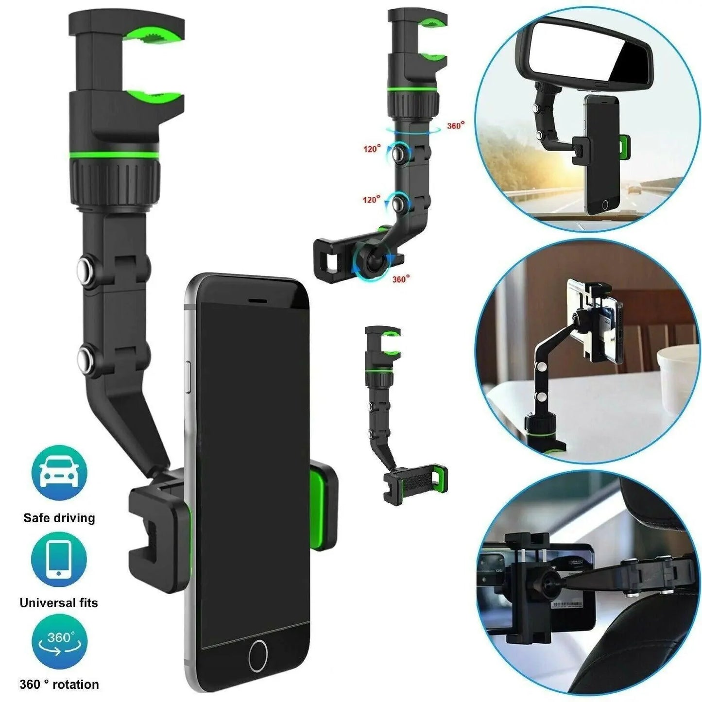 360° Adjustable Car Mirror Phone Mount