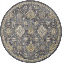 8inchesx11inches Slate Grey Machine Woven Bordered Floral Vines Indoor