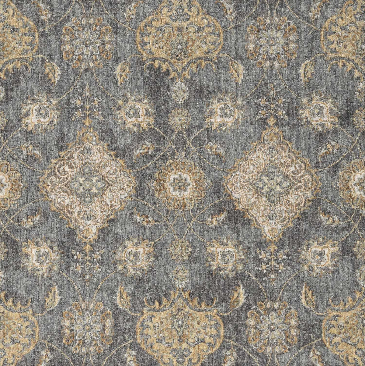 8inchesx11inches Slate Grey Machine Woven Bordered Floral Vines Indoor