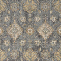 8inchesx11inches Slate Grey Machine Woven Bordered Floral Vines Indoor