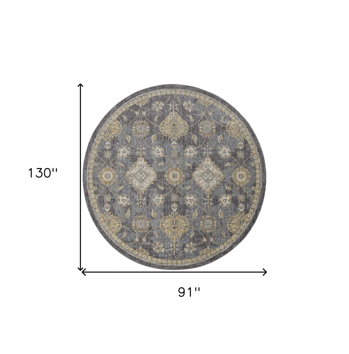 8inchesx11inches Slate Grey Machine Woven Bordered Floral Vines Indoor