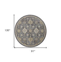 8inchesx11inches Slate Grey Machine Woven Bordered Floral Vines Indoor