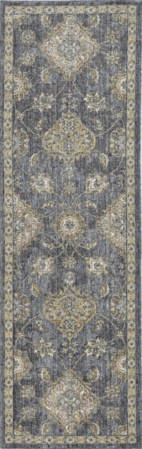 8inchesx11inches Slate Grey Machine Woven Bordered Floral Vines Indoor