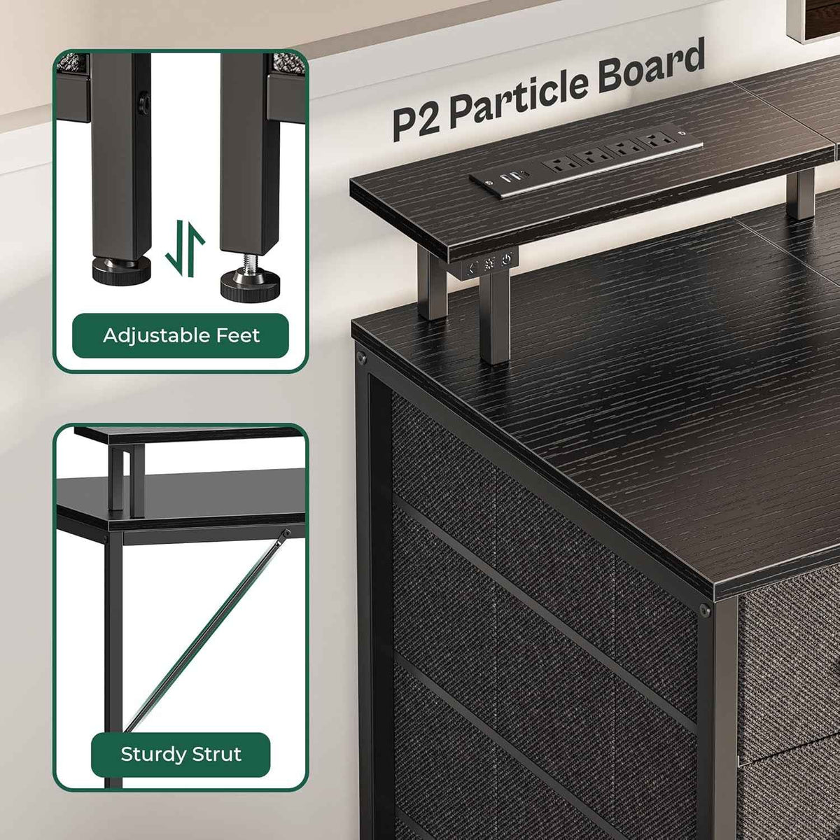47 Inch Gaming Desk With LED Lights For Home Office