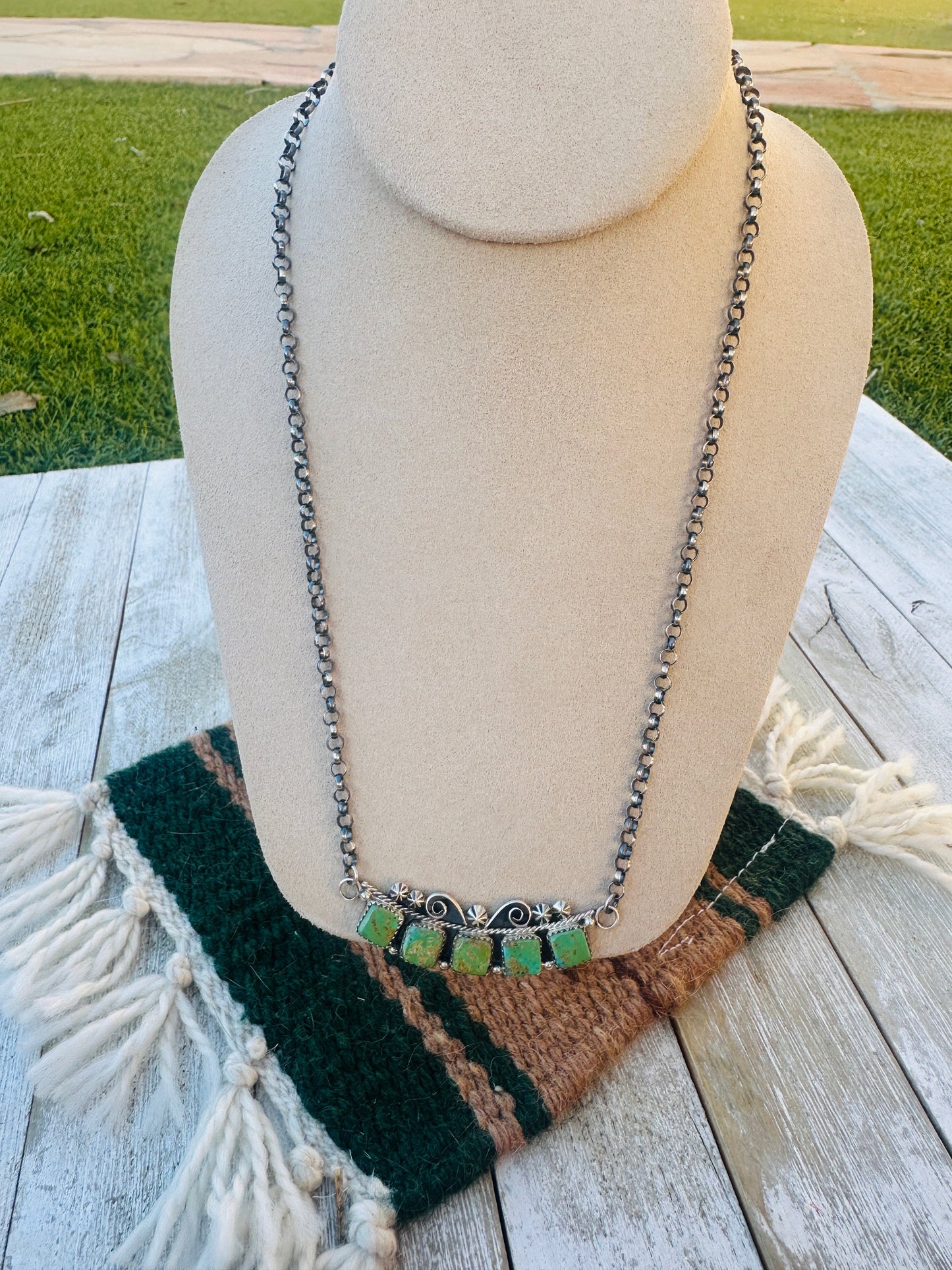 Handcrafted Turquoise & Sterling Silver Necklace by Jacqueline Silver