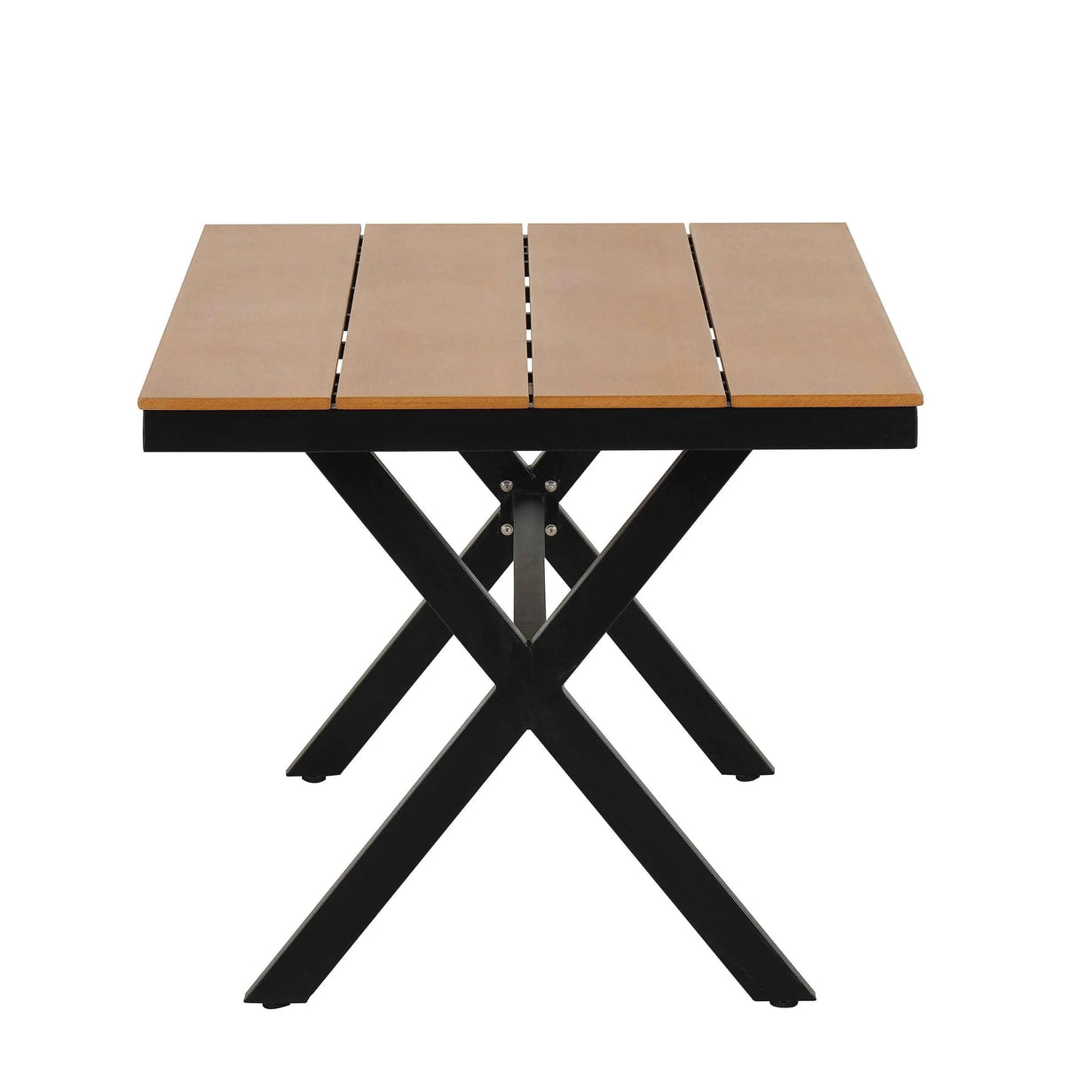 Contemporary Outdoor Set with PE Rattan Chairs and Plastic Wood