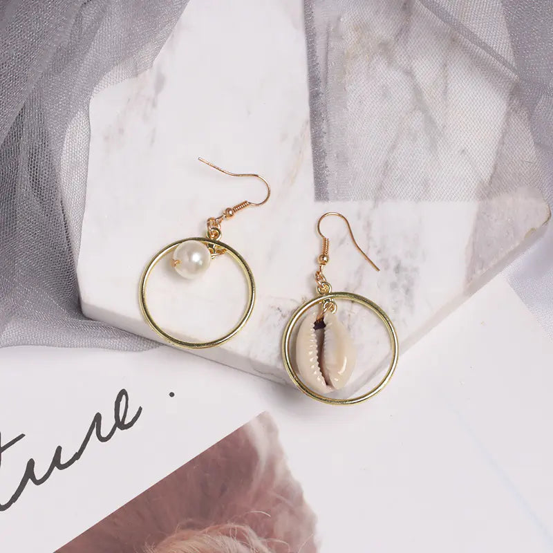 Seashell Earrings Beach Jewelry Drop Earrings (Pair)