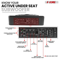 5Core 10 Inch Slim under Seat Car Audio Subwoofer 800W Built in - Trustymall