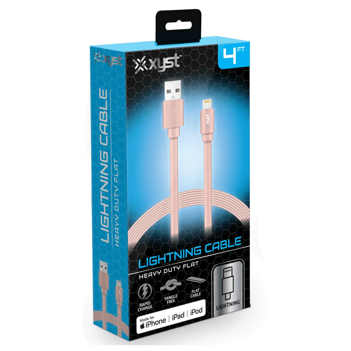 Xyst Charge and Sync USB to Lightning Flat Cable 4Ft - Trustymall