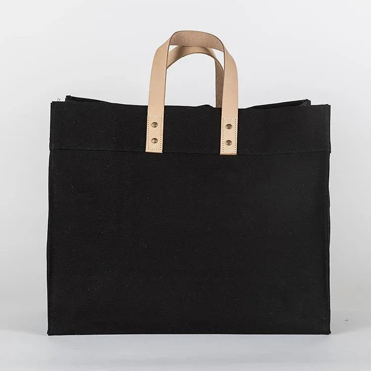 Box Tote Bag Canvas and Leather - Trustymall
