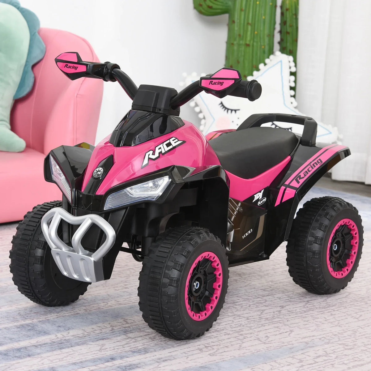 Kids Ride on Toy 4 Wheel Motorcycle Car for 18-36 Months Pink - Trustymall