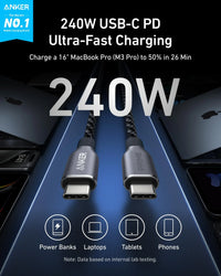 Anker Prime USB-C to USB-C Cable (240W, Upcycled-Braided) - Trustymall