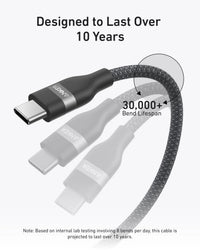 Anker USB-C to USB-C Cable (3 ft / 6 ft, 240W, Upcycled-Braided) - Trustymall