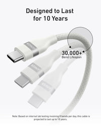 Anker USB-C to USB-C Cable (3 ft / 6 ft, 240W, Upcycled-Braided) - Trustymall