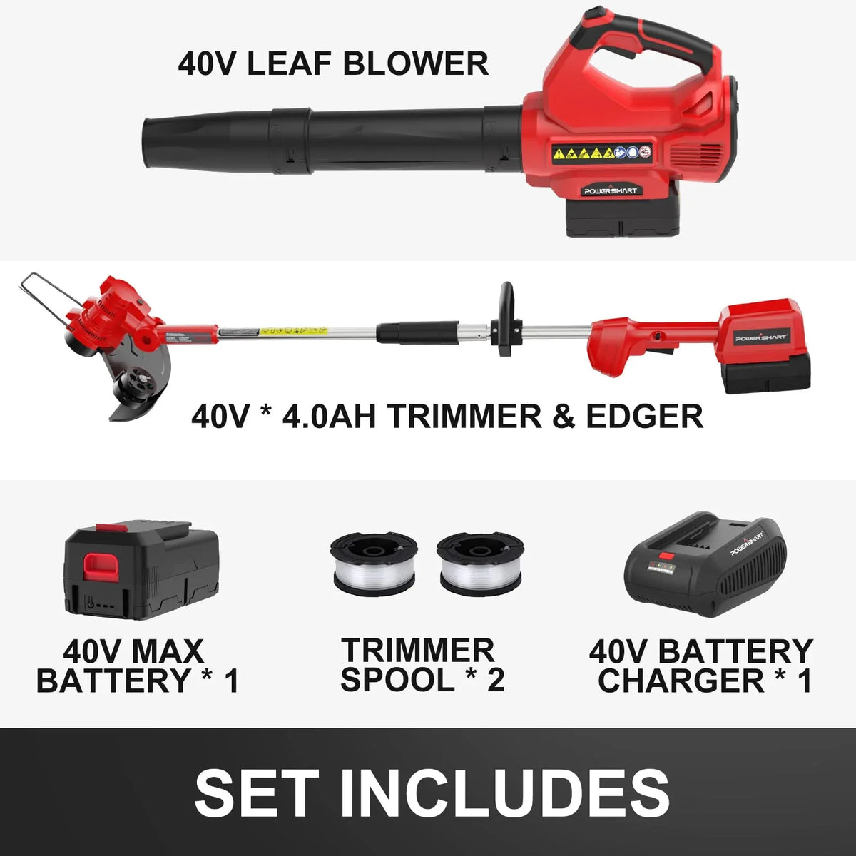 40V String Trimmer & Edger + 40V Leaf Blower Combo Kit with 4.0Ah Battery PS76500C product image for TrustyMall.