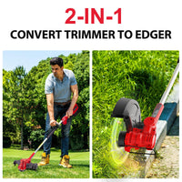 Close-up of 40V cordless leaf blower with ergonomic handle and trigger