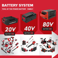 Complete 40V trimmer and blower combo kit displayed with 4.0Ah battery pack