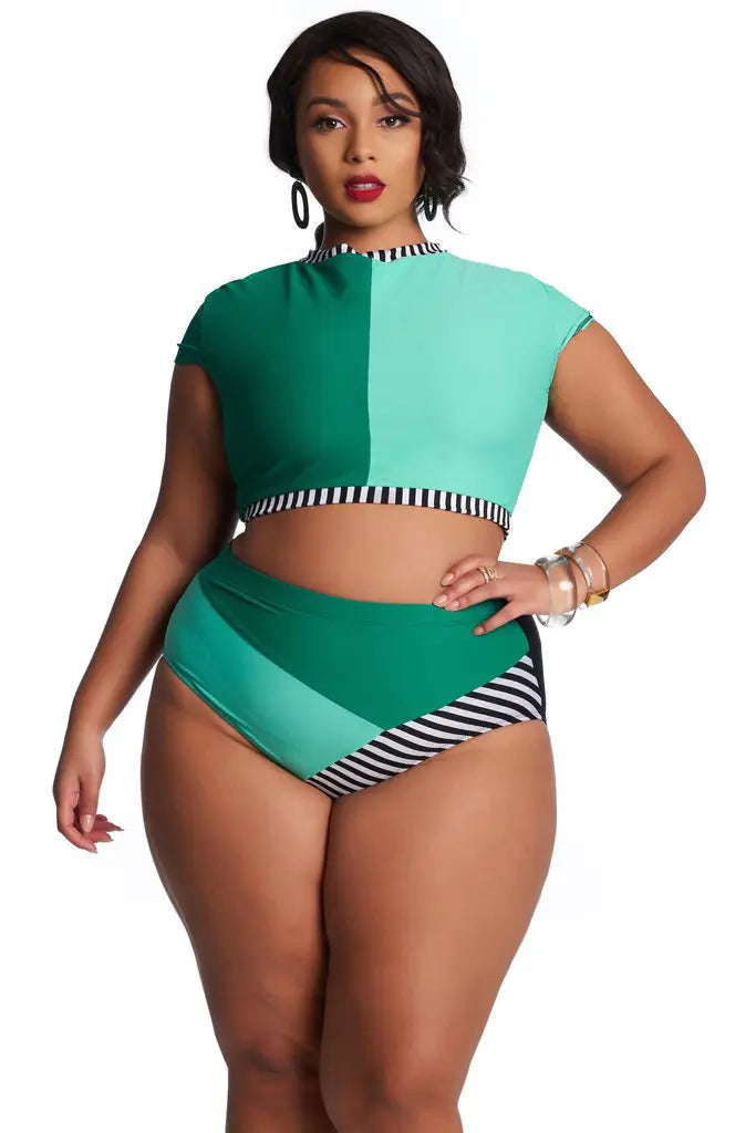 Plus Size Women's High Waisted Bikini Swimwear