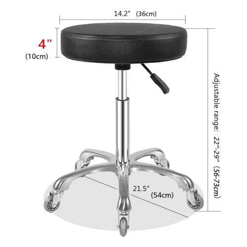 Ainilaily Rolling Stool with Wheels, Heavy Duty Hydraulic Massage Stool for Shop Guitar Lab Tattoo Workbench Medical, Adjustable Swivel Chair (Black)