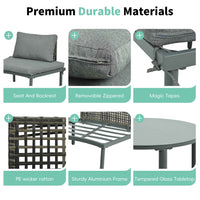 8-Piece Patio Sofa Furniture Set, Half Moon Outdoor Sectional Sofa