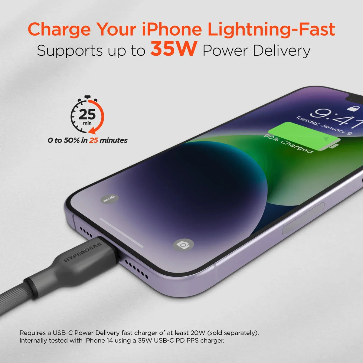 HyperGear Flexi PRO USB-C to Lightning Cable 6ft - Trustymall