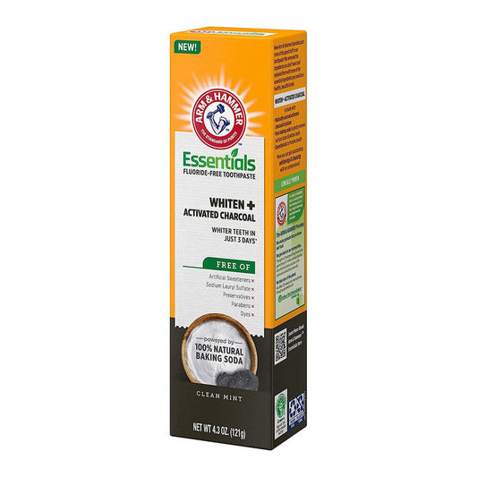 Arm & Hammer Essentials Toothpaste, Fluoride, Whiten Activated Charcoal, Clean Mint