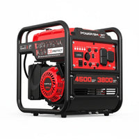 Graphic showing 4500W Open Frame Inverter Generator with CO alert feature.
