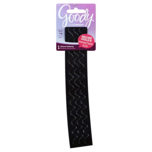 Goody Slide Proof Cream Spandex Silicone Headband With 3ct Elastics - Black