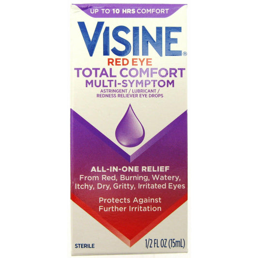 Visine Red Eye, Total Comfort Multi-Symptom Eye Drops, 1/2 Fl Oz (15 Ml)