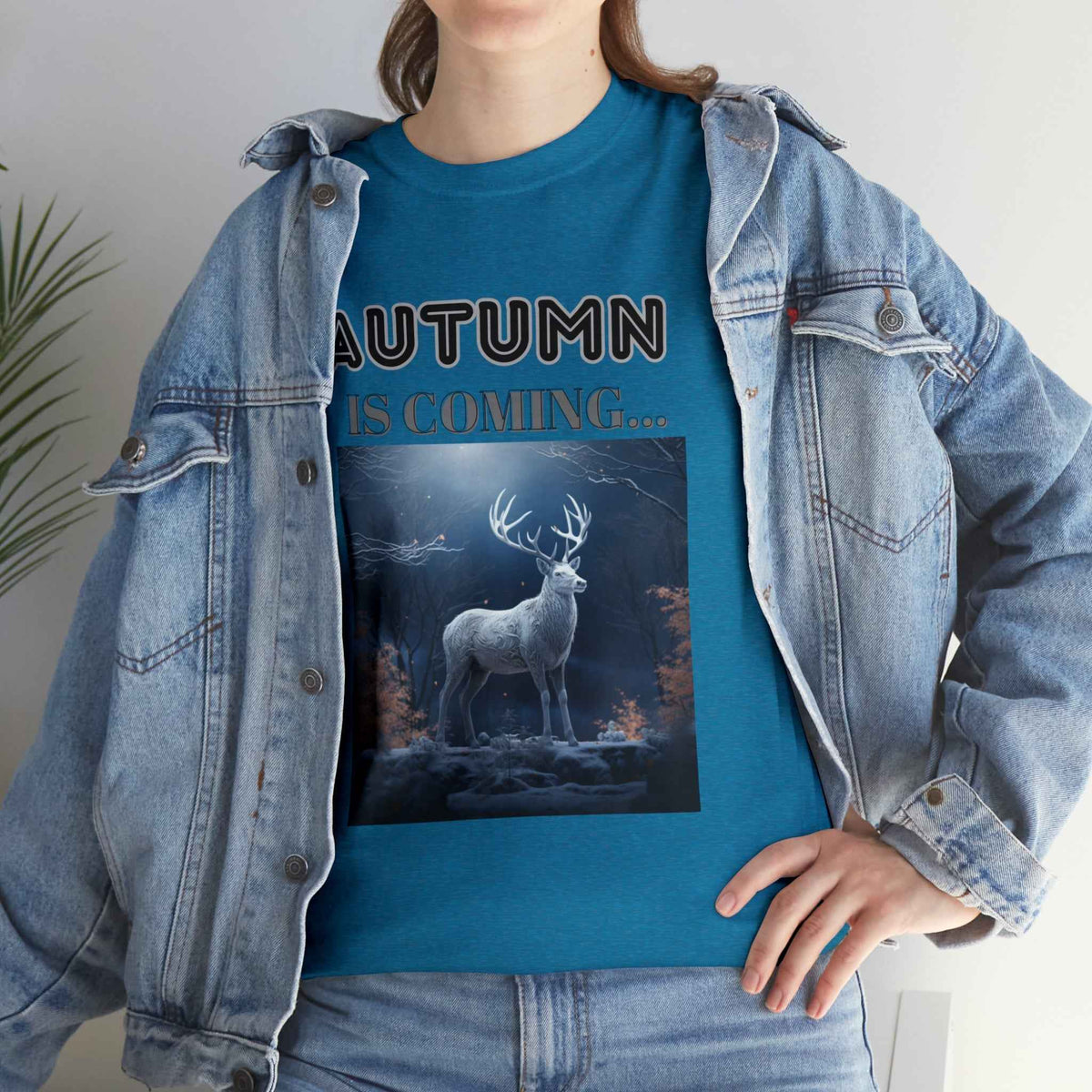 Autumn is coming: Fall Vibes T-shirts | Deer Drinking Brook Leaves Cha