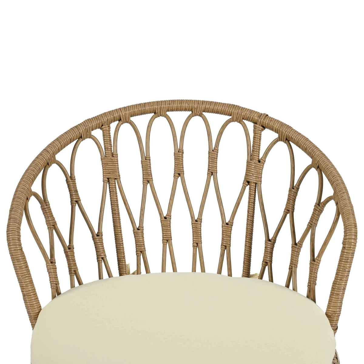 Outdoor Leisure Set, 2 Rattan Single Chairs with A Glass Round Table,