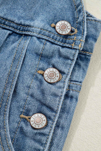 Pleated Wide Leg Pocketed Denim Jumpsuit
