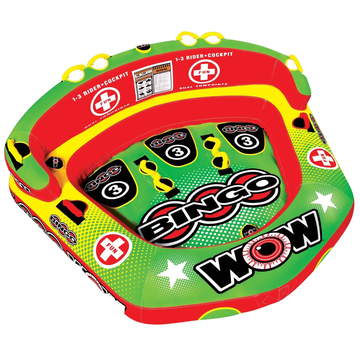 WOW Watersports Bingo 1-3 Person Cockpit Ski Tube w Foam Handles - Trustymall