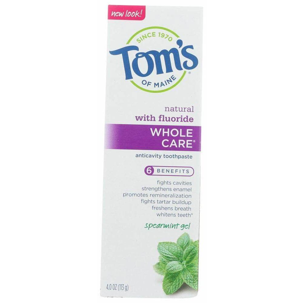 Tom's of Maine Whole Care Spearmint Gel Anticavity Toothpaste, 4 Oz