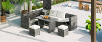 Outdoor 6-Piece All Weather PE Rattan Sofa Set, Garden Patio Wicker