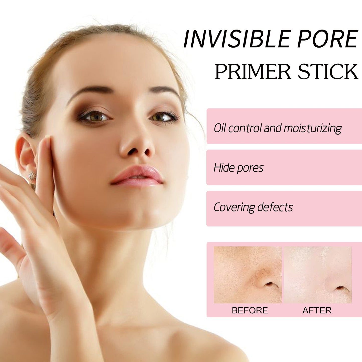 Pore Invisible Stick, Brightening Skin Tone Concealer Invisible Pore Smoothing Pre-Makeup Stick