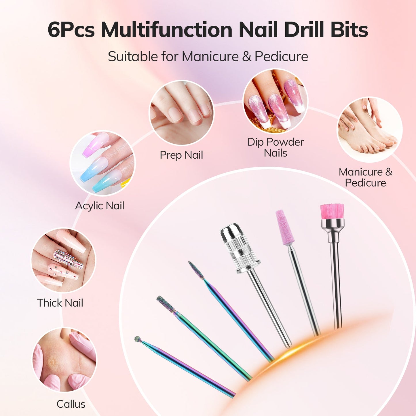 Wand Nail Drill - White - 35,000 RPM Rechargeable