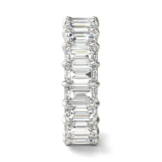 6 1/4 CTW Emerald Lab Grown Diamond Couture Classic Eternity Ring 14K