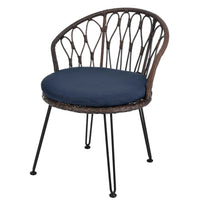 Outdoor Leisure Set, 2 Rattan Single Chairs with A Glass Round Table,