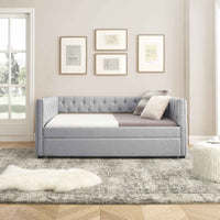 Daybed with Trundle Upholstered Tufted Sofa Bed, with Button and