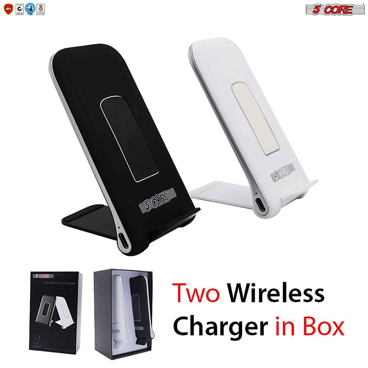 5 Core Wireless Charger 10W Max Fast Wireless Charging Pad Glass Top
