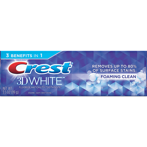 Crest 3D White Toothpaste, Fluoride Anticavity, Foaming Clean