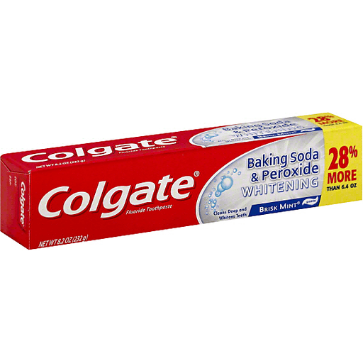 Colgate Baking Soda & Peroxide Whitening Toothpaste, Fluoride, Brisk Mint, Paste