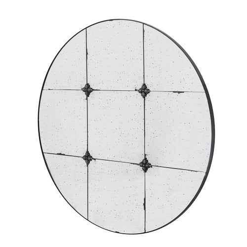 D36" Traditional Decor Style Round Antique Glass Wall Mirror, Wall