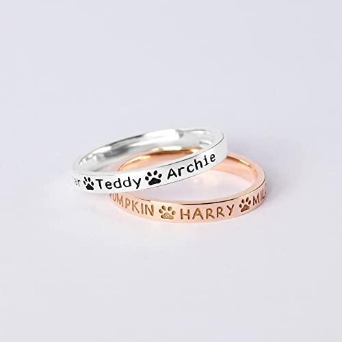 Dog Name Ring, Dog Mom Gift, Memorial Pet Gift, Custom Pet Names Ring