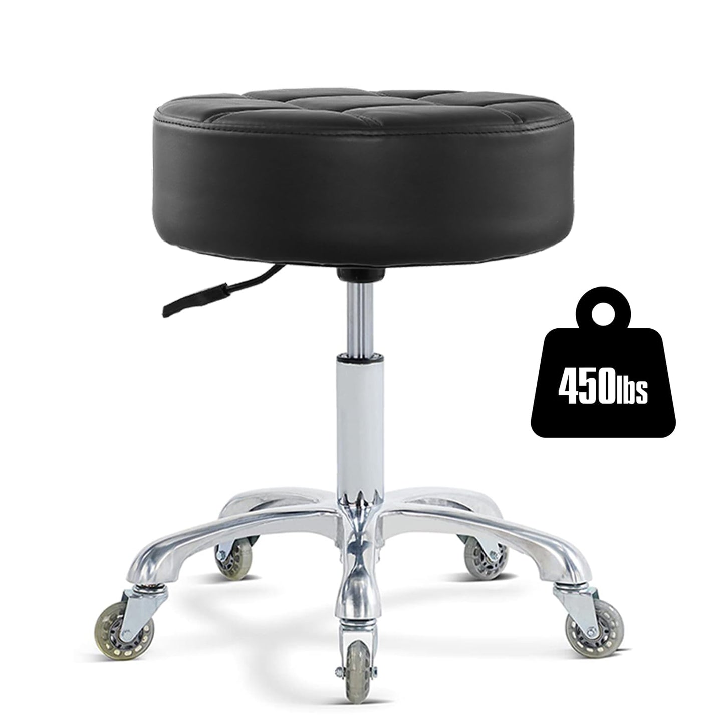 Ainilaily Rolling Stool with Wheels Adjustable Height, Roller Stool for Massage Medical Tattoo Spa Heavy Duty Swivel Desk (Super Thick Cushion, Black)