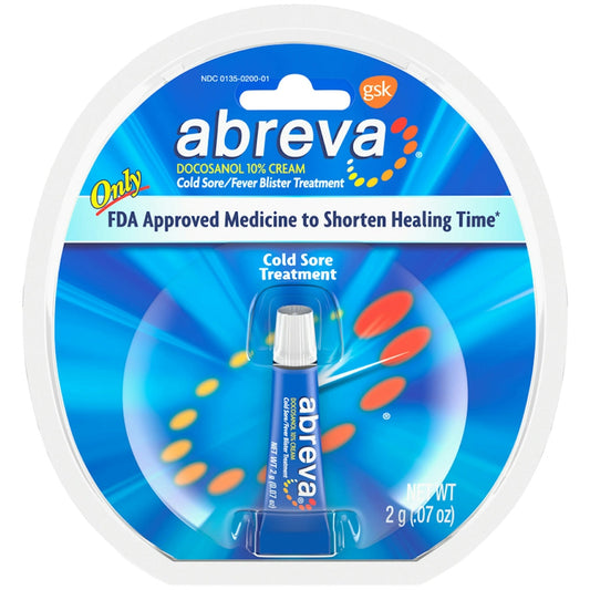 Abreva Docosanol 10% Cream Cold Sore / Fever Blister Treatment Tube - 0.07 Ounce