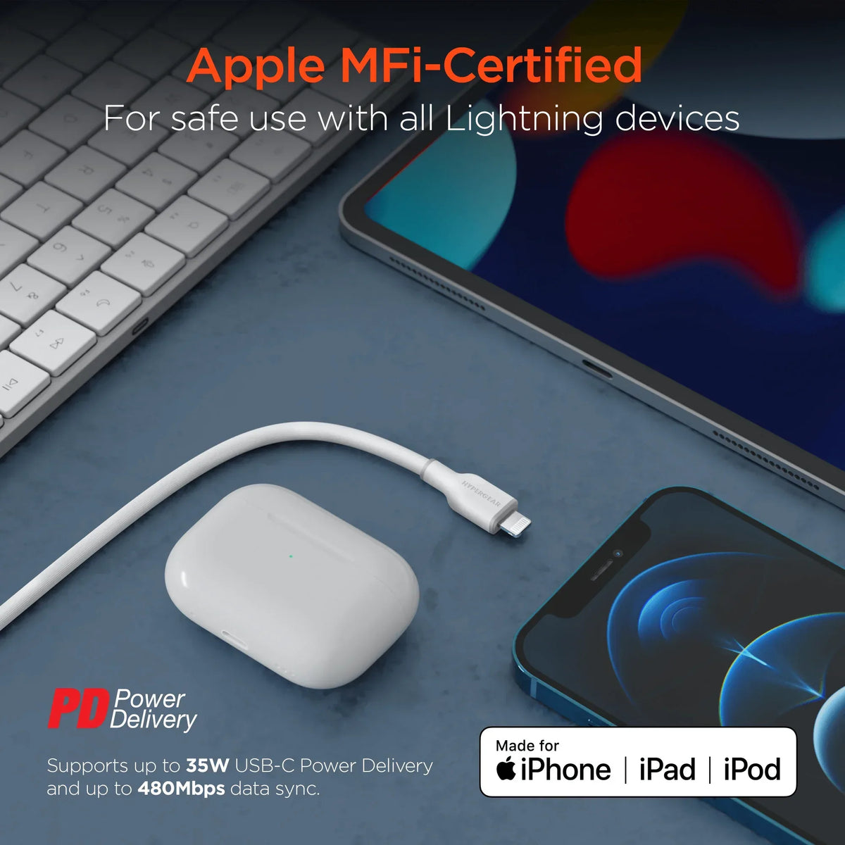 HyperGear Flexi PRO USB-C to Lightning Cable 4ft - Trustymall